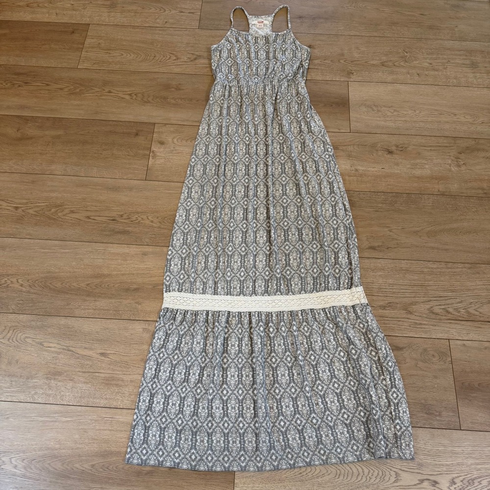 Mossimo Supply Co Womens Grey Geometric Racerback Maxi Dress XS Y2K Boho Resort